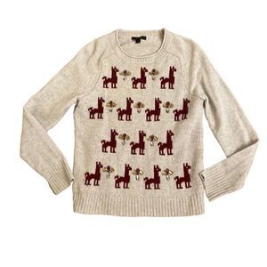 J. Crew Gray Maroon Llama 100% Wool Sweater Small
